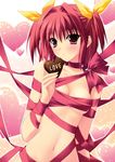  absurdres breasts chocolate cleavage hair_intakes heart highres medium_breasts naked_ribbon r_g_b red_eyes red_hair ribbon shiki_asahi suzuhira_hiro 