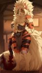  2019 anthro arcanine breasts chloe-dog clothed clothing detailed_background digital_media_(artwork) female green_eyes hair nintendo pok&eacute;mon pok&eacute;mon_(species) solo standing video_games white_hair 