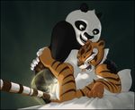  anthro bear bed blanket breasts duo eyes_closed fangs feline female fingering green_eyes invalid_tag kung_fu_panda male mammal master_tigress nude open_mouth orgasm panda pillow po pussy sex skadoosh slate straight tiger 