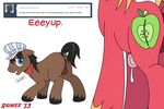  animal_genitalia anus balls big_macintosh_(mlp) black_hair blush_eyes butt clop cum cutie_mark duo english_text equine feral friendship_is_magic gay hair hat horse horsecock imminent_sex invalid_tag male mammal my_little_pony open_mouth penis pony precum presenting promontory_(mlp) rainier_(artist) scarf sweat sweatdrop teeth text 