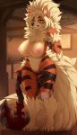  2019 anthro arcanine areola breasts chloe-dog detailed_background digital_media_(artwork) female green_eyes hair nintendo nipples nude pok&eacute;mon pok&eacute;mon_(species) pussy solo standing video_games white_hair 