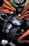  cape glowing glowing_eyes image_comics jinbei male_focus muscle skull solo spawn spawn_(spawn) 