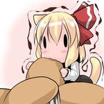  animal_ears blonde_hair cat_ears cat_tail chibi eating food hair_ribbon hoshizuki_(seigetsu) purumia ribbon rumia solo tail touhou trembling |_| 