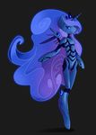  absurd_res android anthro anthrofied crown equine female friendship_is_magic grey_background hair hi_res horn horse long_hair machine mammal mechanical my_little_pony plain_background pony princess_luna_(mlp) robot royalty smile solo stickfigurequeen winged_unicorn wings 