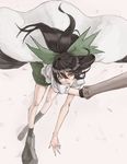  arm_cannon black_hair bow cape hair_bow long_hair open_mouth red_eyes reiuji_utsuho sabiirodoramu short_hair skirt solo third_eye touhou weapon 