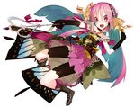  bike_shorts blue_hair blush boots butterfly_wings elbow_gloves gloves karei long_hair looking_at_viewer multicolored_hair open_mouth original pink_eyes pink_hair skirt smile solo two-tone_hair wand wings 