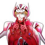  :p bad_id bad_pixiv_id barnaby_brooks_jr blonde_hair green_eyes male_focus one_eye_closed power_armor power_suit solo superhero tanao tiger_&amp;_bunny tongue tongue_out 