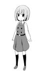  greyscale magokorokurage monochrome school_uniform short_hair simple_background smile solo tamako_market tokiwa_midori 