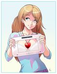  blue_eyes bra brown_hair eyelashes game_console heart heart_necklace jewelry lips long_hair louis_lloyd-judson necklace nintendo original solo tablet underwear wii_u x-ray_vision 
