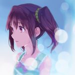  bad_id bad_pixiv_id blurry bokeh brown_eyes brown_hair depth_of_field hair_ornament idolmaster idolmaster_cinderella_girls jumping_dogeza light_particles lips ogata_chieri portrait profile short_hair short_twintails solo twintails wet wet_hair 