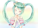  bad_id bad_pixiv_id closed_eyes green_hair hatsune_miku head_tilt kisuiaki long_hair solo twintails vocaloid 