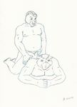  anal anal_penetration anthro b&auml;r barazoku bareback bear big_muscles butt chubby doggy_position doggystyle eyes_closed from_behind gay grin hair hands_on_hips invalid_tag looking_down male mammal mohawk muscles nipples nude on_floor open_mouth overweight penetration plain_background sex short_hair sketch traditional_media white_background 