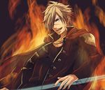  1boy blonde_hair cape final_fantasy final_fantasy_type-0 hair_over_one_eye kino_(o2ban0) nine_(fft-0) scar short_hair 