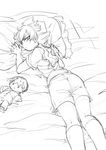  ass bad_id bad_pixiv_id doll greyscale hakuryuu_(inazuma_eleven) inazuma_eleven_(series) inazuma_eleven_go long_hair looking_back lying male_focus monochrome on_stomach pillow shuu_(inazuma_eleven) sketch solo tobi_(one) white_background 