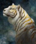  2018 digital_media_(artwork) feline feral fur grey_nose jademerien mammal simple_background solo striped_fur stripes tiger whiskers white_fur yellow_eyes 