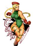 bad_id bad_pixiv_id bare_shoulders beret blonde_hair blue_eyes boots braid breasts cammy_white camouflage character_name fingerless_gloves gloves green_leotard hat large_breasts leotard long_hair open_mouth scar solo street_fighter thong_leotard twin_braids wadani_hitonori 