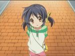  animated animated_gif arms_behind_back bag blue_hair brown_eyes casual child clannad fidgeting handbag raglan_sleeves ribbon screencap short_hair solo sunohara_mei twintails 