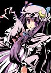  bad_id bad_pixiv_id bow fa_no_hito hair_ribbon hat long_hair patchouli_knowledge pink_bow purple_eyes purple_hair ribbon solo touhou 