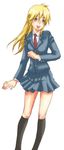  blonde_hair cleo_everlastin koma_(pixiv) long_hair majutsushi_orphen necktie school_uniform solo 