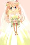  bell blush bouquet bridal_veil bride dress flower formal gloves hair_bell hair_ornament kagurazaka_asuna mahou_sensei_negima! nervous solo veil wedding_dress 