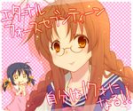  2girls bad_id bad_pixiv_id blood braid brown_eyes brown_hair clannad furukawa_sanae glasses hikarizaka_private_high_school_uniform inoue_kikuko multiple_girls nekokun school_uniform seiyuu_connection sunohara_mei tamura_yukari translated twin_braids 