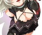 .hack//g.u. 1girl breasts cleavage close-up head_out_of_frame large_breasts lowres paru_(echoes) shino_(.hack//) short_hair silver_hair skirt solo 
