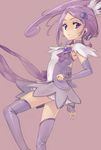  arm_warmers bow choker cure_sword dokidoki!_precure earrings hair_ornament hairpin jewelry kenzaki_makoto long_hair natsuhiko ponytail precure purple purple_background purple_choker purple_eyes purple_hair purple_legwear purple_skirt skirt solo spade_(shape) spade_hair_ornament thighhighs 