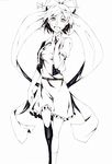  belt dress finger_to_face frills hair_ornament hair_rings hair_stick highres kaku_seiga legs marushi monochrome shawl short_hair smile solo touhou vest 