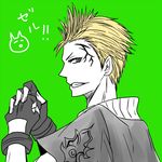  1boy blonde_hair blue_eyes final_fantasy final_fantasy_viii fingerless_gloves gloves male male_focus orzzz short_hair solo tattoo translation_request zell_dincht 