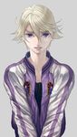  blonde_hair ivan_karelin jacket letterman_jacket male_focus purple_eyes purple_jacket solo ten-a tiger_&amp;_bunny 