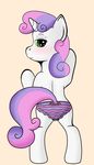  blush cub dashaloo dripping equine female feral friendship_is_magic green_eyes hair horn horse looking_at_viewer looking_back mammal my_little_pony panties pony presenting purple_hair pussy solo sweetie_belle_(mlp) two_tone_hair underwear unicorn wet_pussy young 