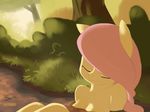  anthro anthrofied breasts equine eyes_closed female fluttershy_(mlp) forest friendship_is_magic hair horse lake mammal my_little_pony outside pink_hair pony solo swomswom tree water 