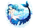  blue_eyes blue_hair mana mermaid pop&#039;n_music 