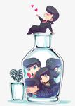  black_hair blue_eyes bottle chibi clone crystal gakuran heart higashikata_jousuke jojo_no_kimyou_na_bouken multiple_boys pompadour school_uniform tachibana_amane_(amane01a) 