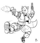  abs belt boots breasts canine clothing crossgender female fox fox_mccloud gun inks invalid_tag jacket kick knee_pads mammal muscles muscular_female nintendo open_mouth pistol ranged_weapon shirt star_fox swemu video_games weapon 