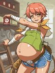  amber_eyes arm_wraps canned_food denim denim_shorts grocery_store harvest_moon jeans orange_hair pants pregnant pussy rune_factory rune_factory_oceans sarah_(rune_factory_oceans) shorts tenseiani unzipped_pants vagina yellow_eyes 
