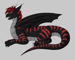  claws dragon fareed feral glowing hair horn long_ears looking_at_viewer male red_eyes scalie solo stripes synx_ryugami wings 