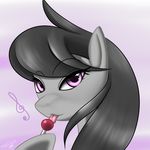  2013 black_hair candy equine female friendship_is_magic hair horse lollipop looking_at_viewer mammal metal-renamon my_little_pony octavia_(mlp) pony portrait purple_background purple_eyes signature solo tongue tongue_out 