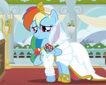  dress engagement_ring equine female feral flower friendship_is_magic horse looking_at_viewer mammal my_little_pony niggerfaggot pegasus pink_eyes pony rainbow_dash_(mlp) ring smile solo tears tiara wedding wedding_dress wings 