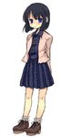  arms_behind_back blue_eyes blush boots casual contemporary kuromu_(cr0711) sagimori_arata saki saki_achiga-hen short_hair solo 