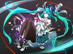  bad_id bad_pixiv_id detached_sleeves dress green_eyes green_hair hair_ribbon hat hatsune_miku high_heels long_hair looking_at_viewer microphone ohs80002 pantyhose pigeon-toed ribbon shoes solo twintails very_long_hair vocaloid 