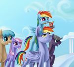  aurarrius blue_eyes blue_hair building cloud cloudsdale cutie_mark duo equine father_and_daughter female feral flag friendship_is_magic hair happy horse male mammal multi-colored_hair my_little_pony pegasus pony purple_eyes rainbow_dad rainbow_dash_(mlp) rainbow_hair smile wings yellow_eyes young 
