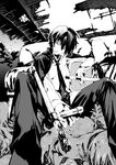  bad_id bad_pixiv_id dual_wielding greyscale hibari_kyouya holding katekyo_hitman_reborn! male_focus monochrome necktie ree_(neo-de) ruins sitting solo tonfa weapon 