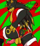  anthro anus balls cel_shading clothing erection eulipotyphlan hedgehog holidays holly_(plant) legwear looking_at_viewer male mammal muscular panties penis plant presenting raised_tail remiraccoon smile smirk stockings underwear 