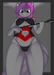  &lt;3 anthro breasts camel_toe canine collar corset diamond_dog_(mlp) dog fangs female friendship_is_magic hair kloudmutt looking_at_viewer mammal my_little_pony purple_eyes purple_hair shiva solo whip 