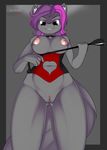  &lt;3 anthro breasts canine collar corset diamond_dog_(mlp) dog fangs female friendship_is_magic hair kloudmutt looking_at_viewer mammal my_little_pony nipples nude purple_eyes purple_hair pussy shiva solo whip 
