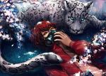  animal blue_eyes leopard mask original red_hair unodu yellow_eyes 