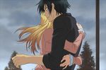  1girl black_hair blonde_hair brother_and_sister hug kousaka_kirino kousaka_kyousuke long_hair ore_no_imouto_ga_konna_ni_kawaii_wake_ga_nai short_hair siblings toryi 