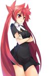  alternate_costume arcana_heart arcana_heart_3 crossed_arms kamui0226 long_hair open_mouth red_eyes red_hair scharlachrot shaded_face skirt solo twintails very_long_hair 