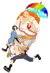  1boy 3girls bandanna black_hair blonde_hair carry carrying curly_dadan east_blue family jewelry makino makino_(one_piece) moda mother mother_and_son mouth_hold multiple_girls necklace one_piece orange_hair pixiv_thumbnail portgas_d_ace resized smoking son tattoo troche888 umbrella 